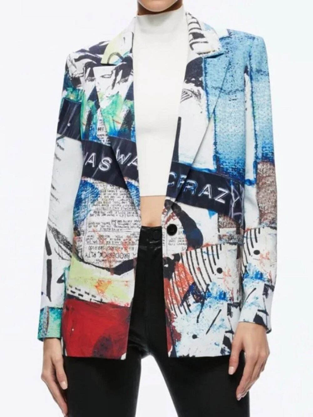 Alice + Olivia x Jean-Michel Basquiat Denny "He Was Crazy" Blazer Size 0